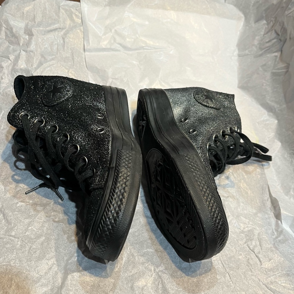 Converse Chuck Taylor All Star Lux Hidden Heel Wedge Black Silver Womens 6. - Picture 4 of 11
